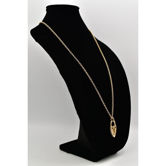 Givenchy Vintage Padlock Logo 4G Pendant Necklace Toggle Chunky Signed BinA17 - Picture 3 of 12